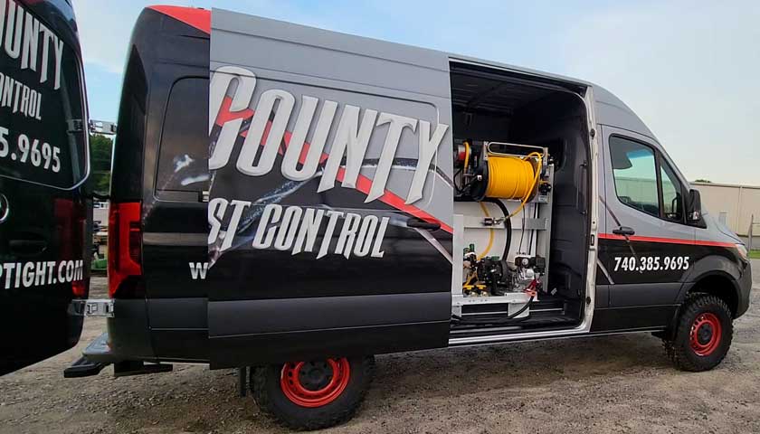 Custom pest control van fits customer's needs.